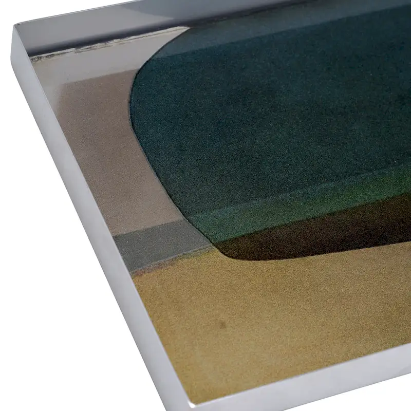 Sagebrook Home Set Of 2 16/20 L, Metal Glass Tray, Nickel Multi, Rectangle, 1 H, Abstract - 20  x 9  x 1