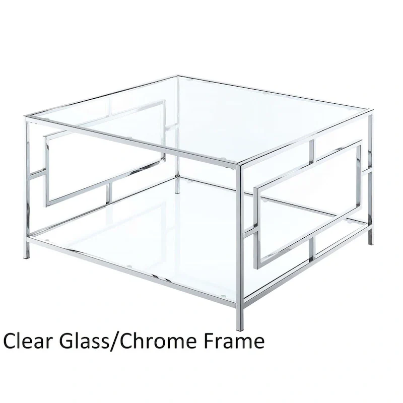 Town Square Chrome Square Coffee Table with Shelf