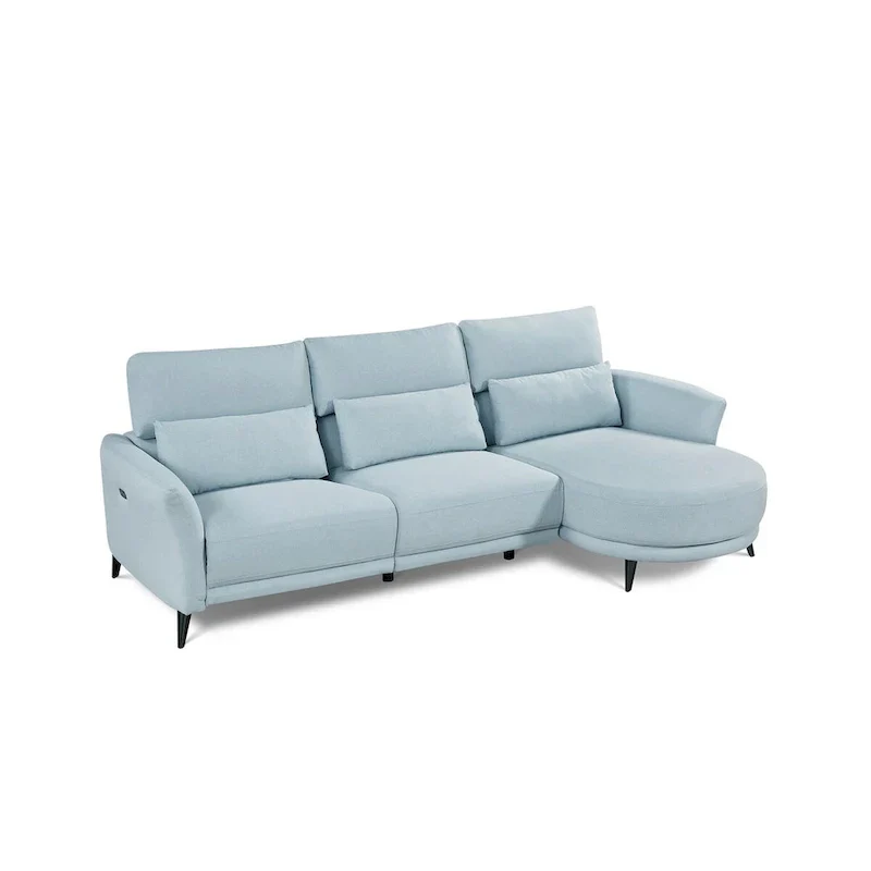 Wells Right-Arm Light Blue Chaise Lounge Sectional Sofa