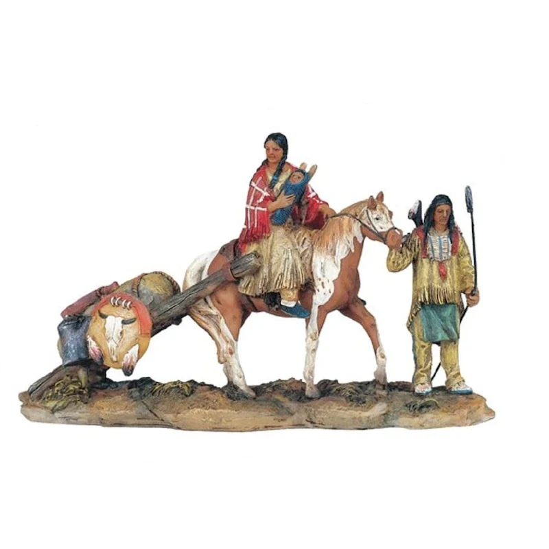 Q-Max 8.5 W Indian Family Statue Native American Decoration Figurine