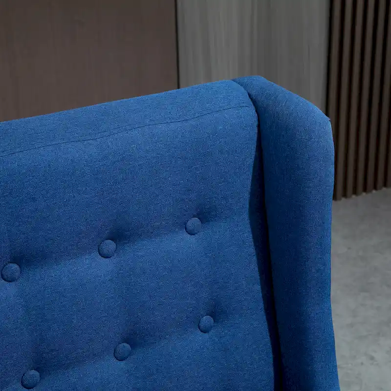 HOMCOM Linen Fabric Upholstery Double Sofa Tufted Loveseat Armless Couch Living Room Furniture with Wood Legs - 28.75*43.25*36.5