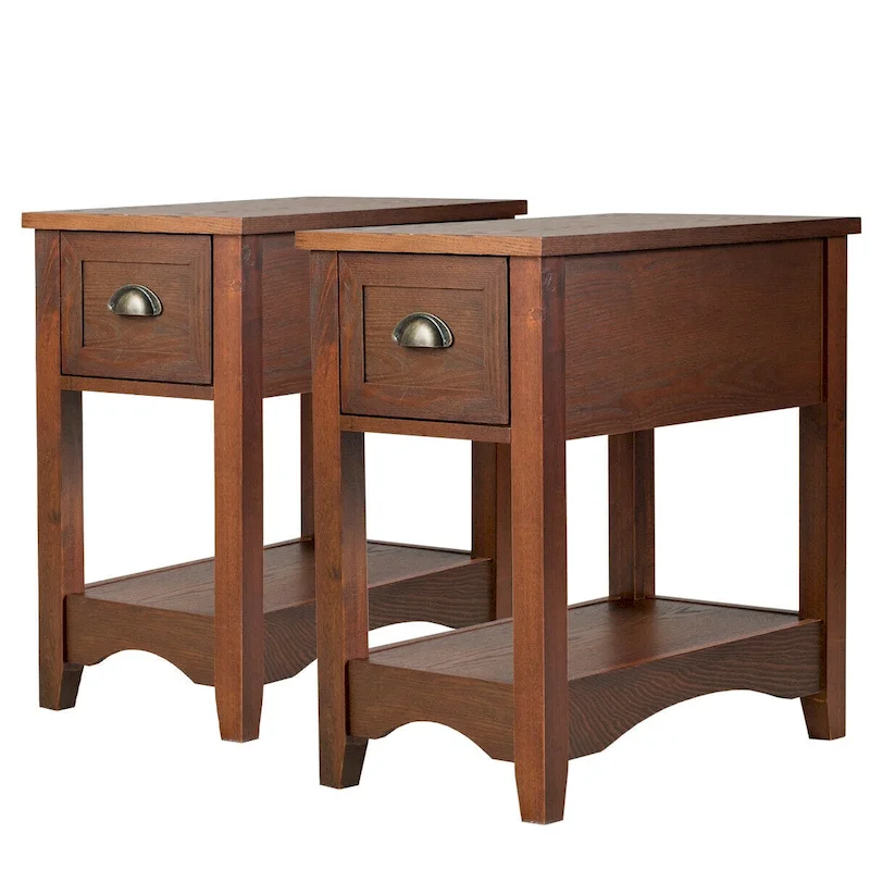 Modern-Style Side Table / Coffee Table (2-Piece Set), Compact Design with Drawer — 13" x 22" x 23" (L x W x H)