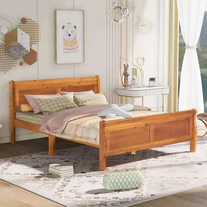Harper & Bright Designs Wood Twin Sleigh Bed with Headboard and Footboard