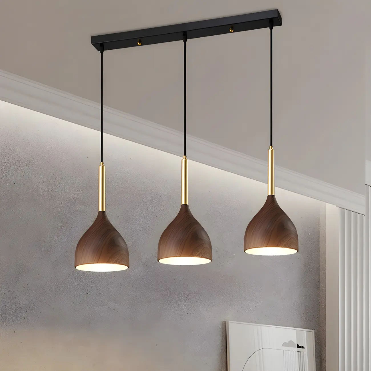 3-Light Modern Adjustable Length Island Pendant Light for Kitchen