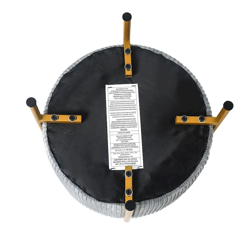 Adeco Round Ottoman 16.5 Foot Rest Stool with Metal Legs