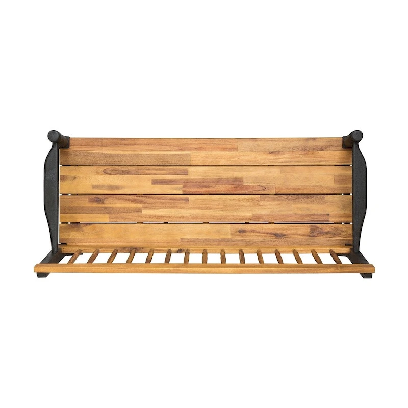 Lennon Acacia Wood Bench with Shelf by Christopher Knight Home