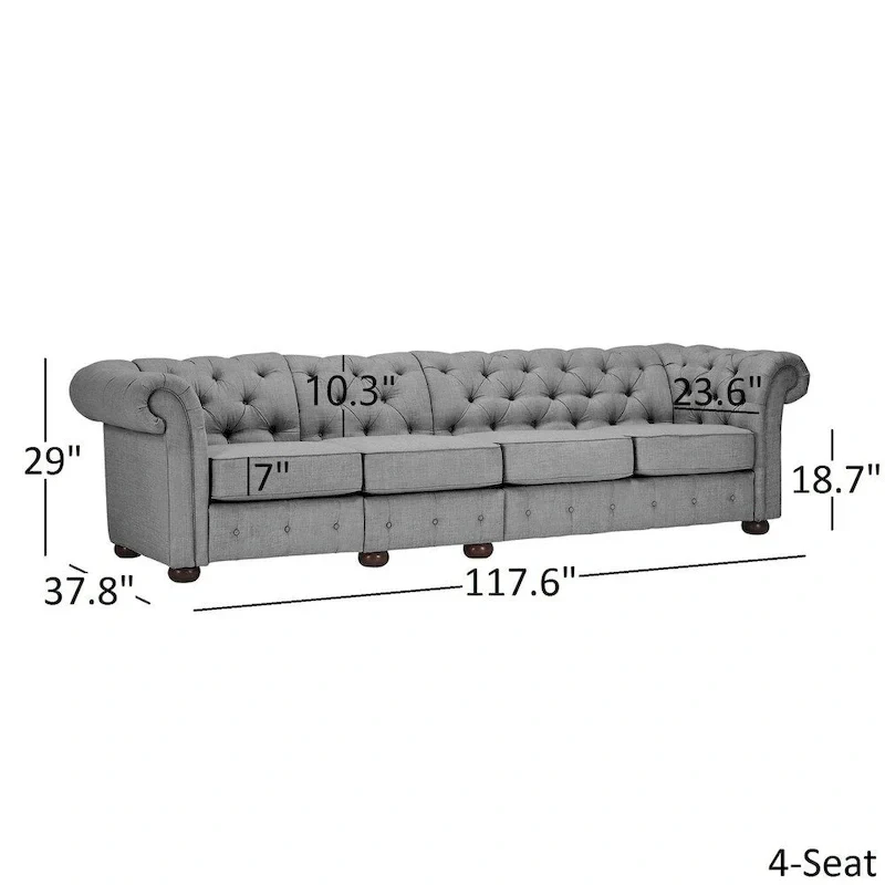 Knightsbridge Light-grey Extra Long Chesterfield Sofa by iNSPIRE Q Artisan