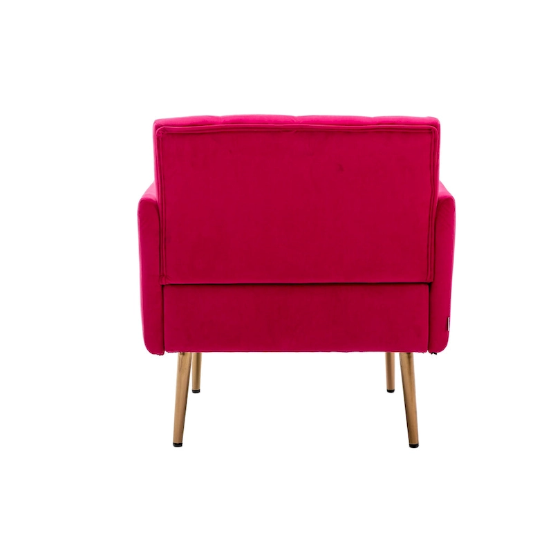 Velvet Upholstered Tufted Accent Chair With Golden feet