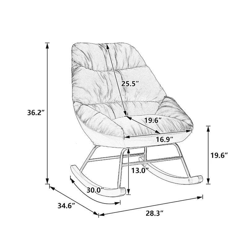 Tufted Upholstered Padded Seat Rocking Chair-Boucle