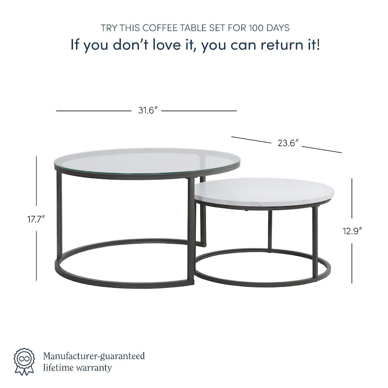 Nathan James Stella Round Nesting Coffee Table Set of 2