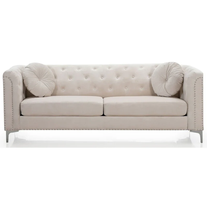 Pompano Velvet Button Tufted Sofa