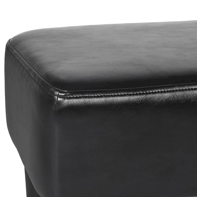 Adeco Small Rectangle Footstool PU Leather Ottoman Footrest Modern