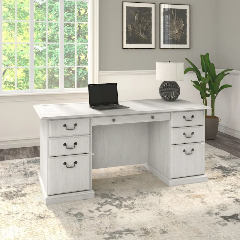 Bush Furniture Saratoga Executive Desk with Drawers and Storage