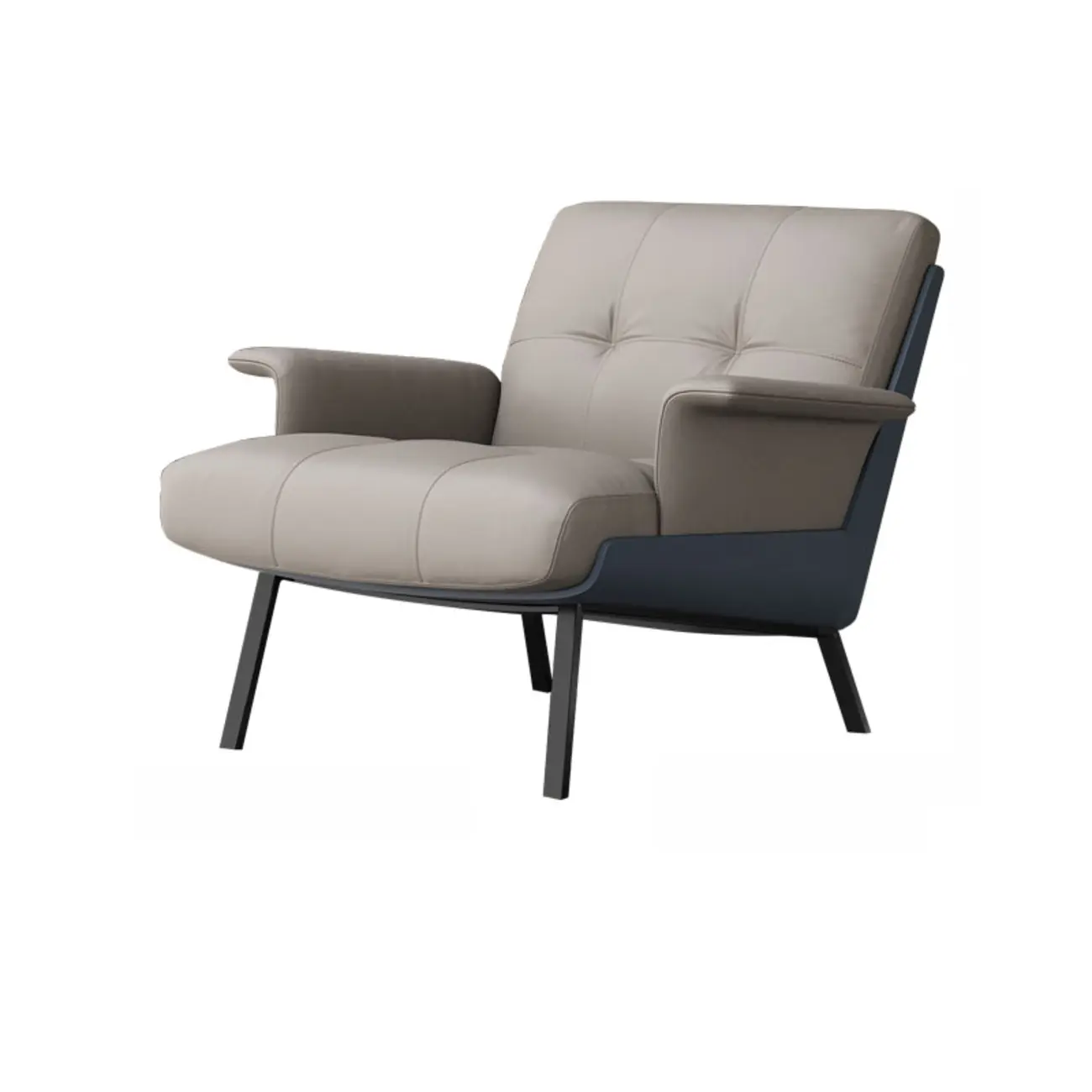 Modern Tufted Microfiber Leather Accent Chair with Arms