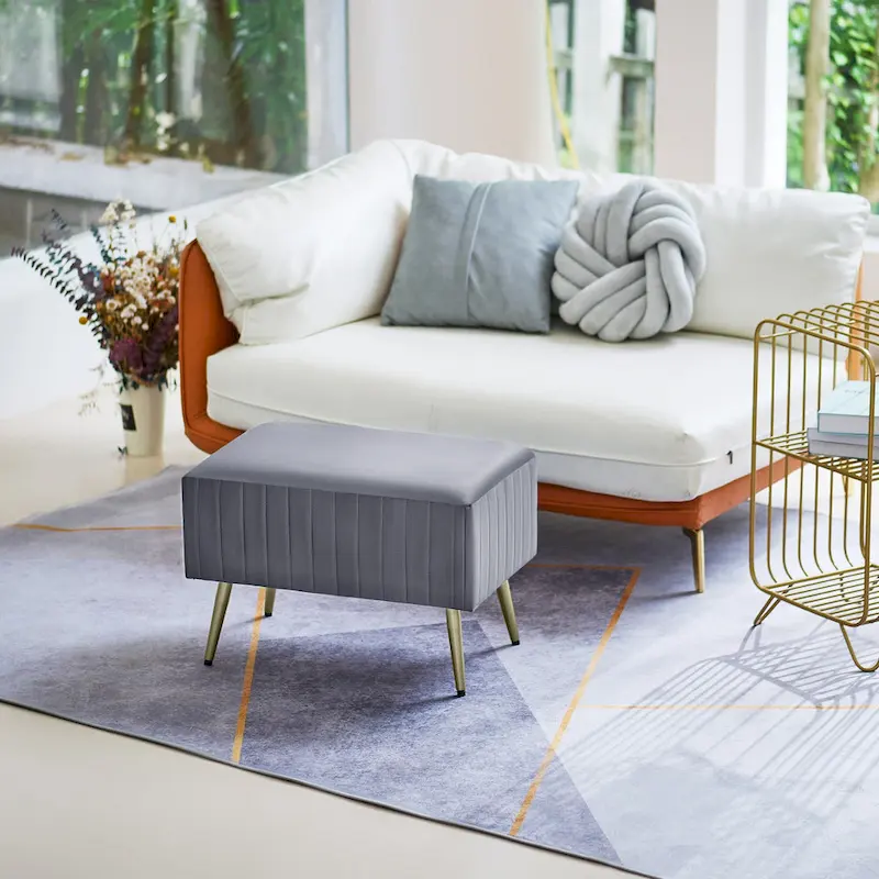 24 Modern Upholstered Entryway Bench with Padded Velvet Seat