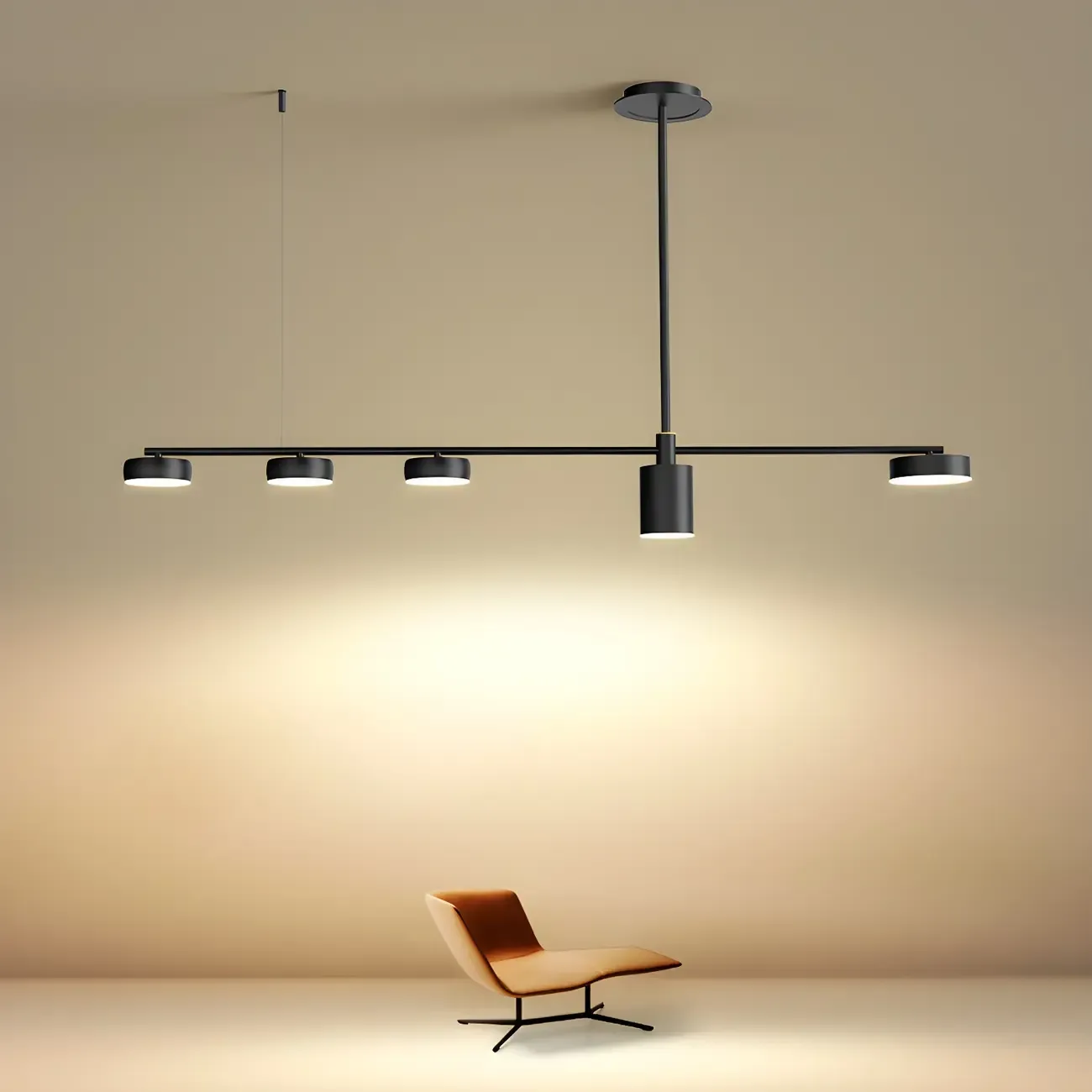 Modern Adjustable Black Linear Kitchen Island Light