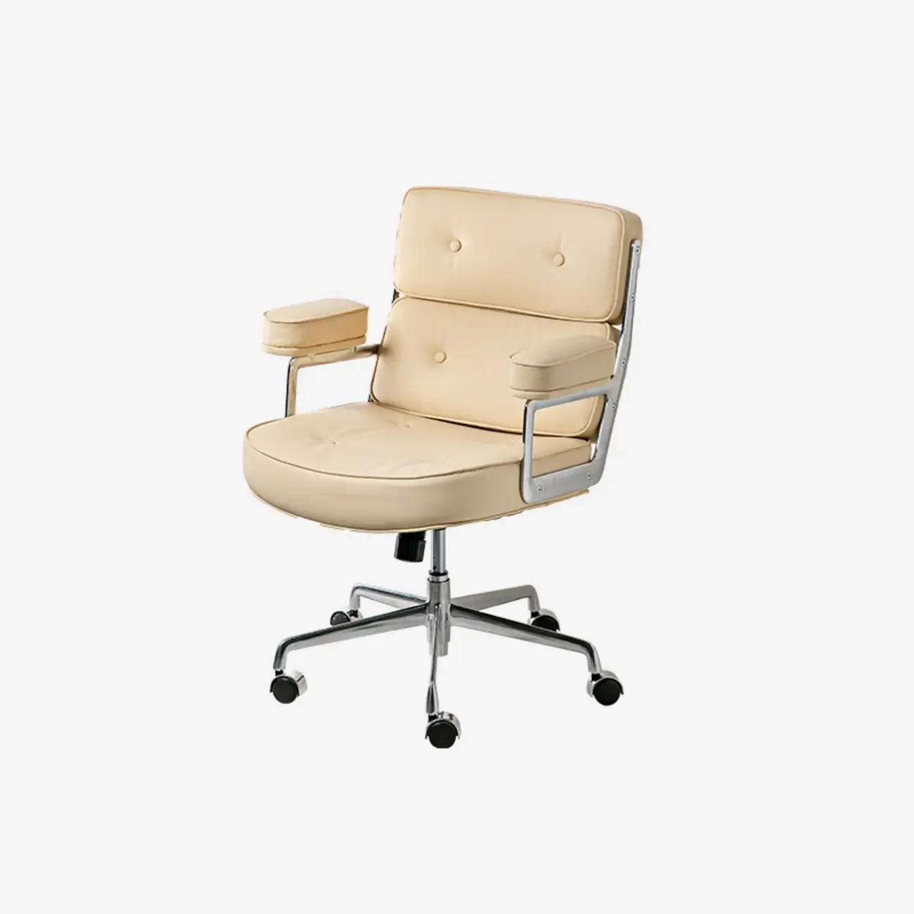 Upholstered Apricot Leather Adjustable Swivel Office Chair
