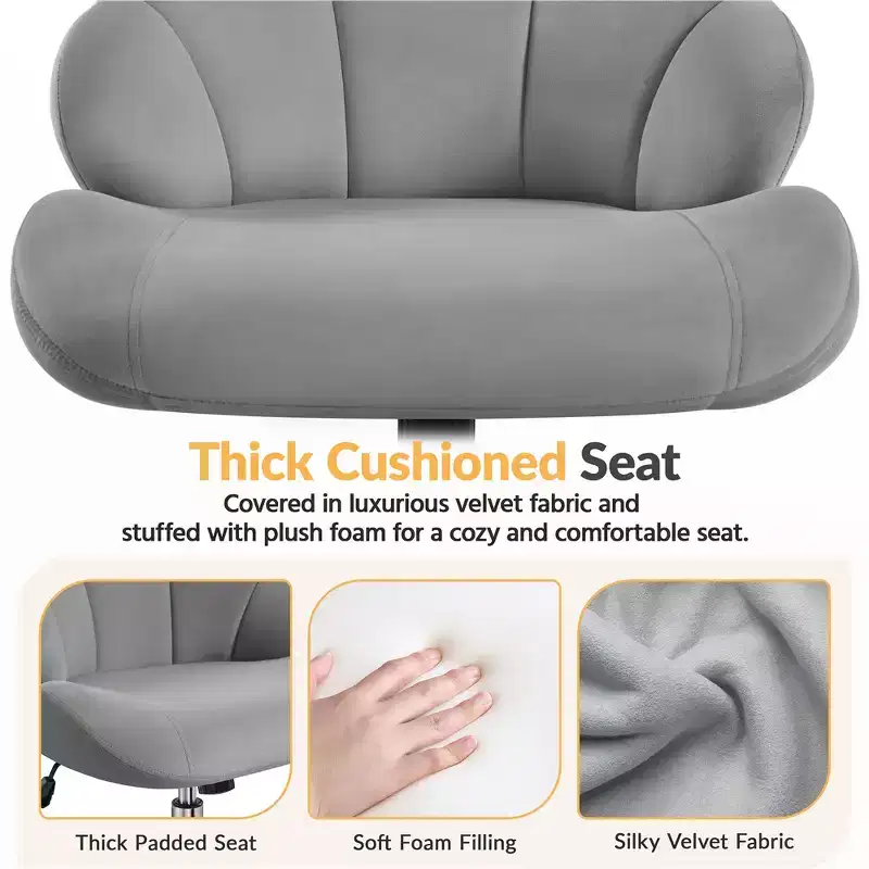 Yaheetech Set of 2 Swivel Upholstered Desk Chair with Tufted Shell-Shaped Back and Adjustable Seat Height