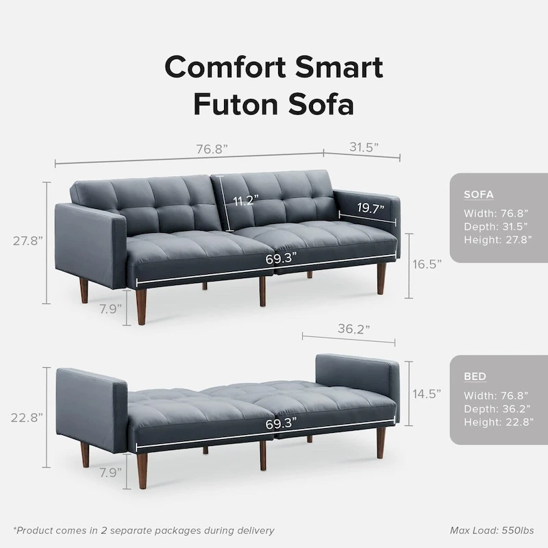 Mopio Aaron Futon Convertible Sofa Sleeper Futon