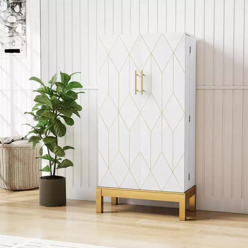 45 Tall Pantry Cabinet - Adjustable Shelves with Gold Legs