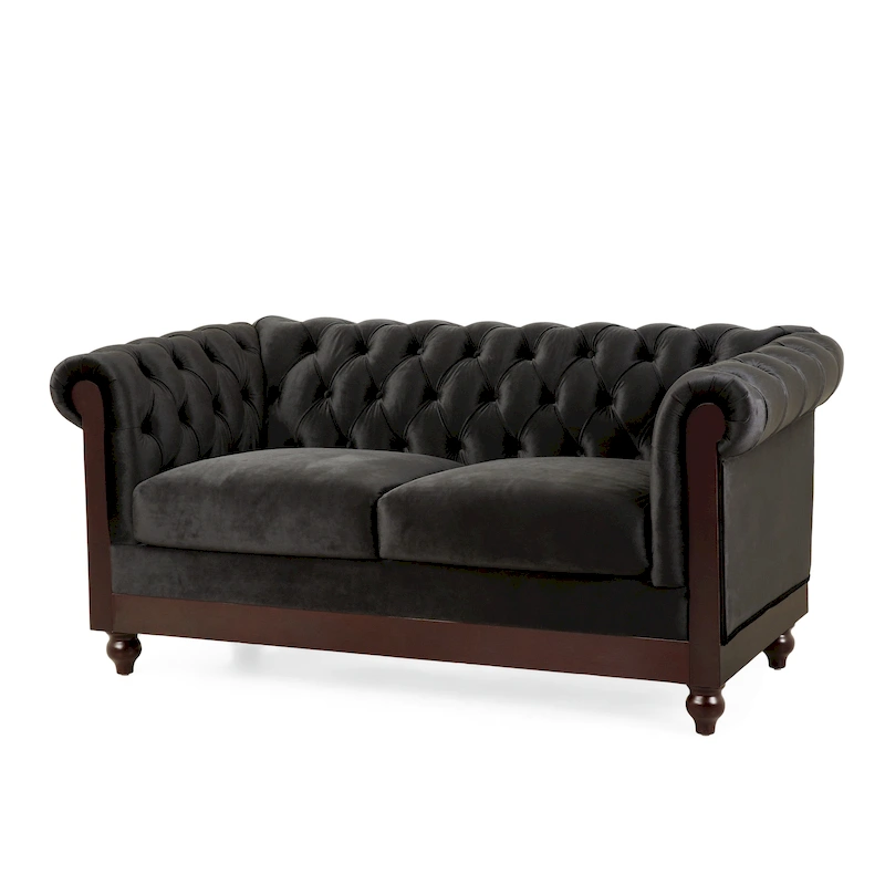 Eviva Chesterfield Velvet Loveseat Sofa by Christopher Knight Home