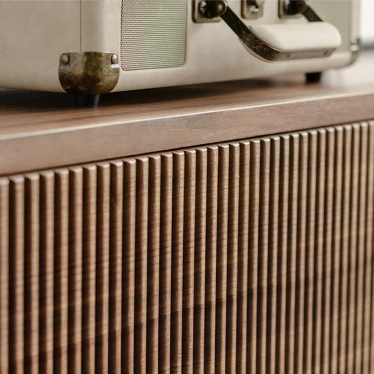 87 Mid-Century Modern Brown Wooden TV Stand with Drawers