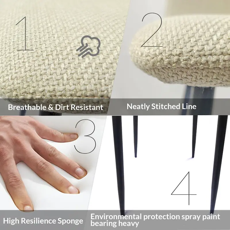 4 Piece Dining Chair Set Modern Kitchen Chairs with Black Metal Legs