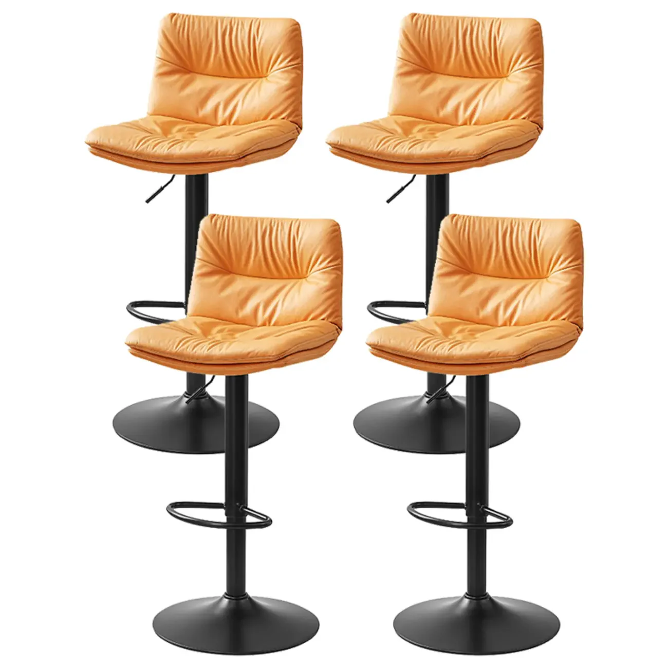 Modern Leather Saddle Swivel Adjustable Bar Stool