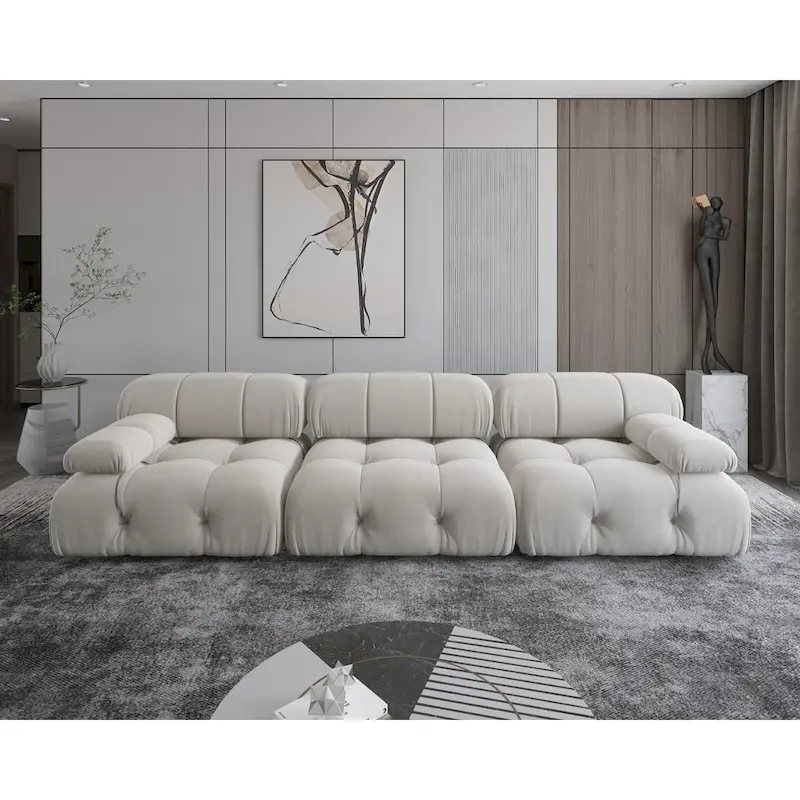 Modern Velvet Upholstery Modular Sectional Sofa,Beige