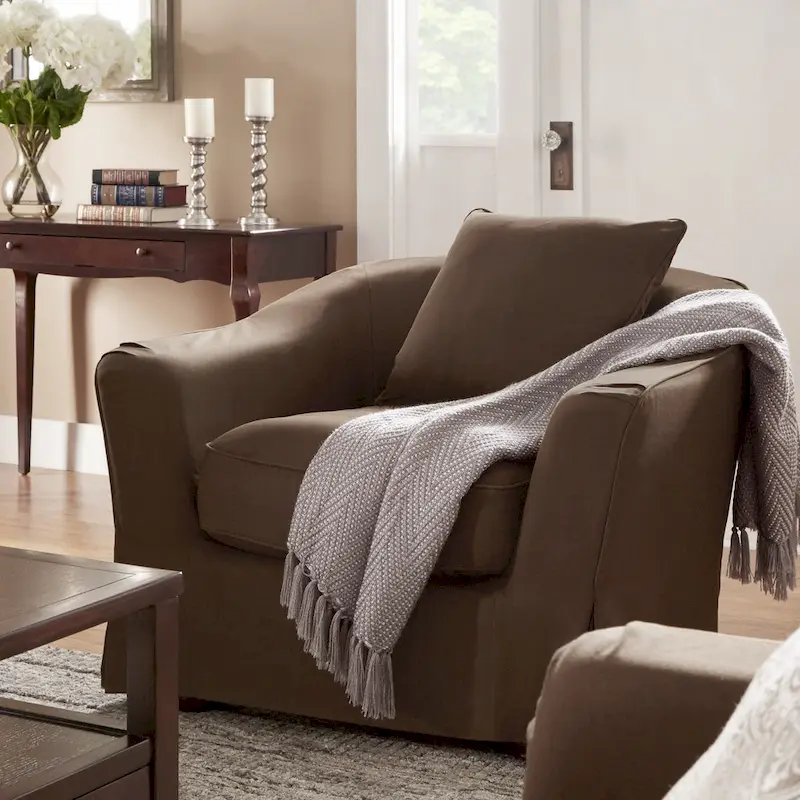 Ellyson Flared English Arm Slipcovered Feather Down Chair by iNSPIRE Q Classic