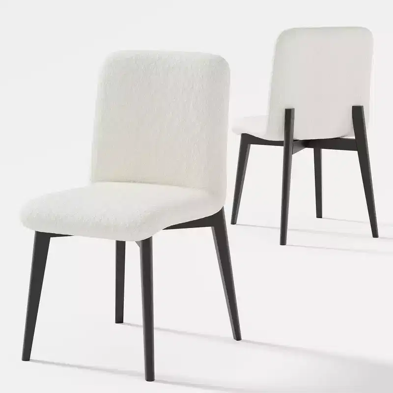 PexFix 2Pcs Upholstered Dining Chairs Modern Fabric Kitchen Chairs with Padded Seat & Sturdy Wood Legs Side Chairs for Dining Room Living Room