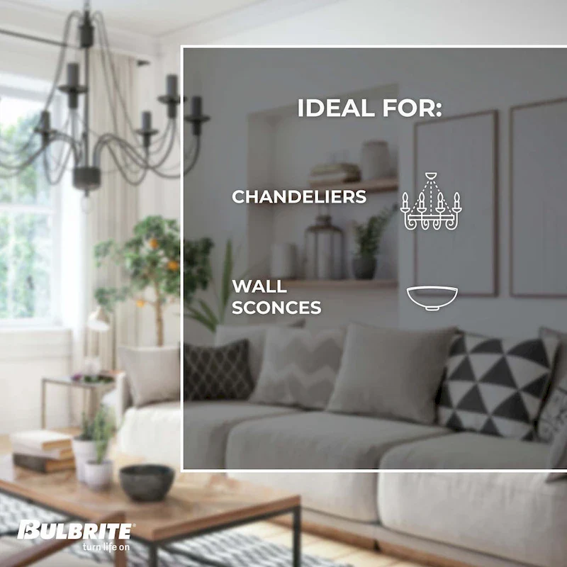 Bulbrite Pack of (4) 2.5 Watt Dimmable Clear Filament T6 Candelabra (E12) LED Bulb