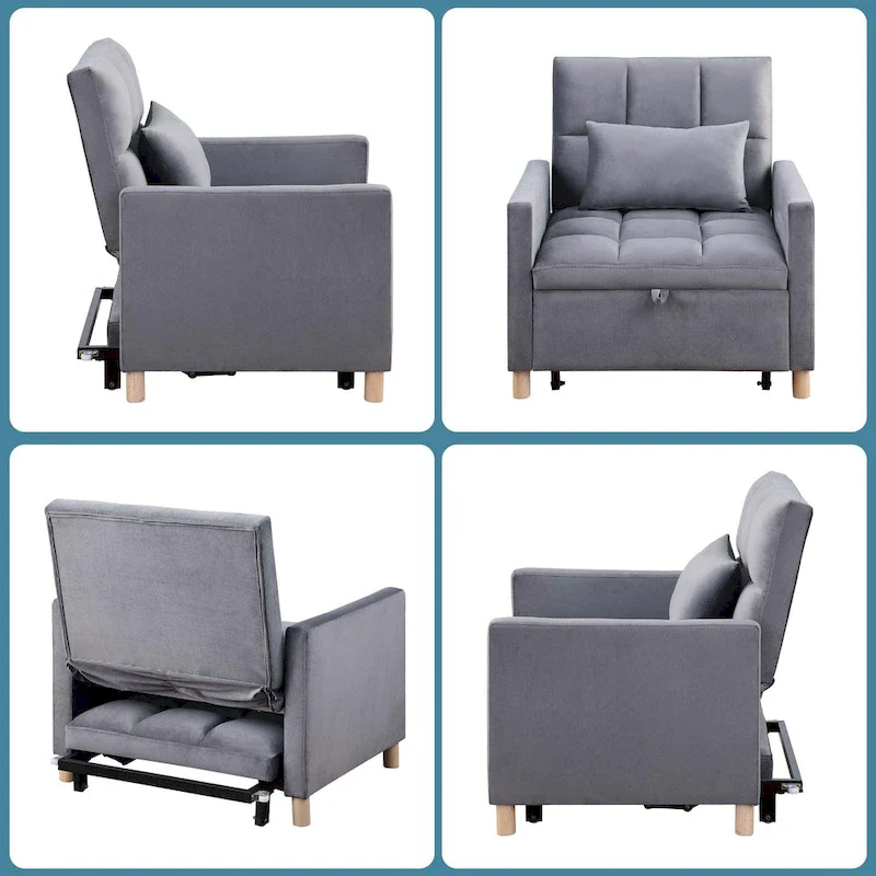 Aukfa Sleeper Chair Bed Convertible Single Sofa Chair with Pillow