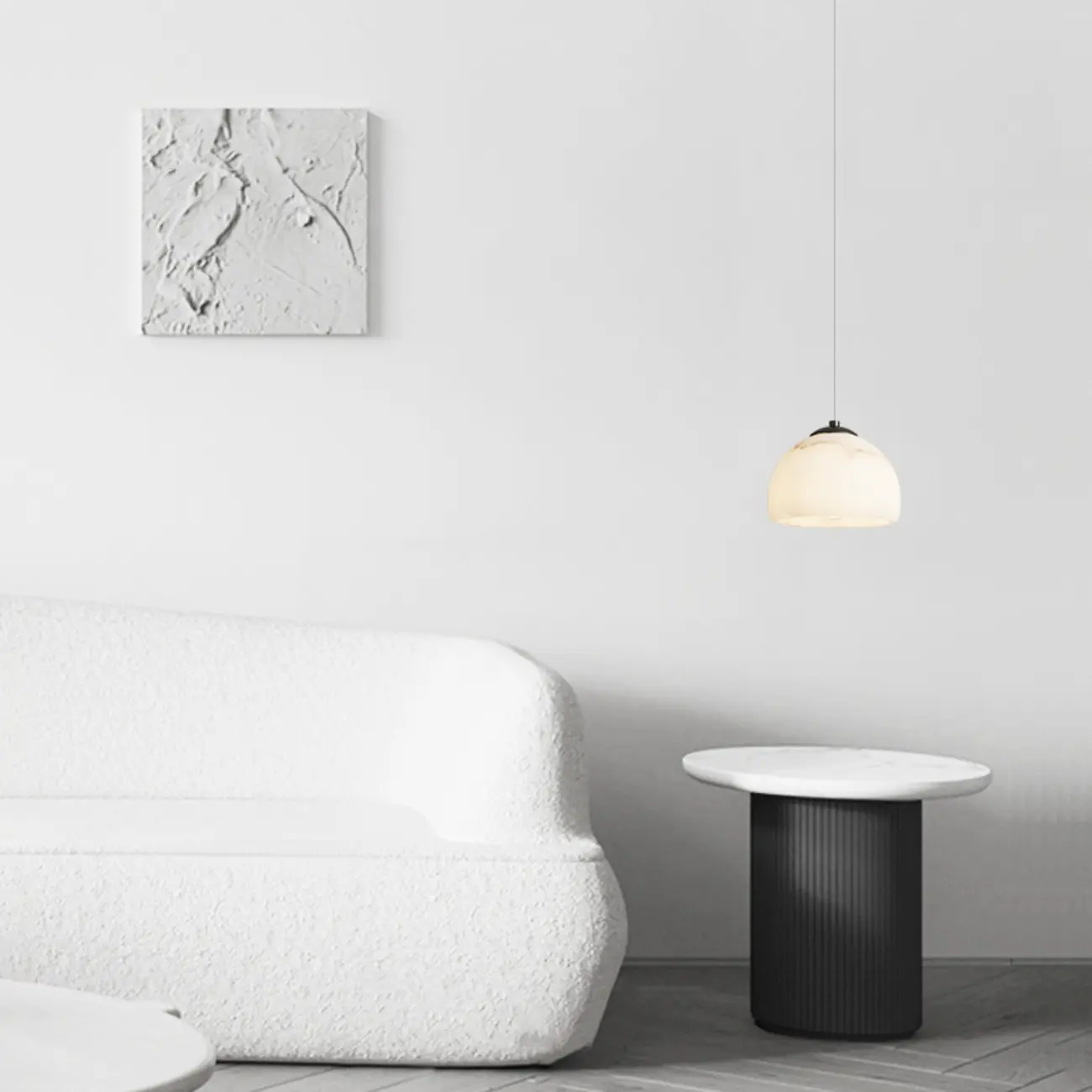 Modern Conical Alabaster White Bedroom Pendant Light