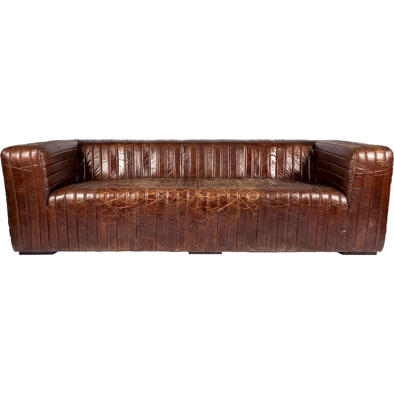 Aurelle Home Caolo Modern Channel-Stitched Leather Sofa