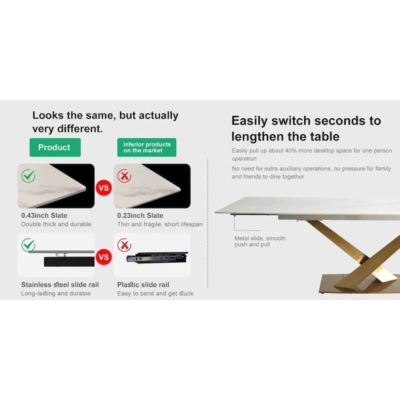 9-Piece Extendable Sintered Stone Dining Set with 8 Fabric Chairs - 94.48