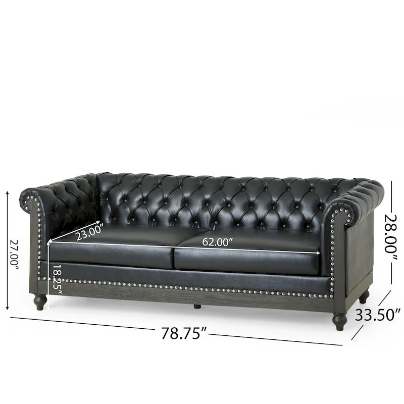 Castalia Nailhead Trim Chesterfield Sofa by Christopher Knight Home - 78.75 L x 33.50 W x 28.00 H