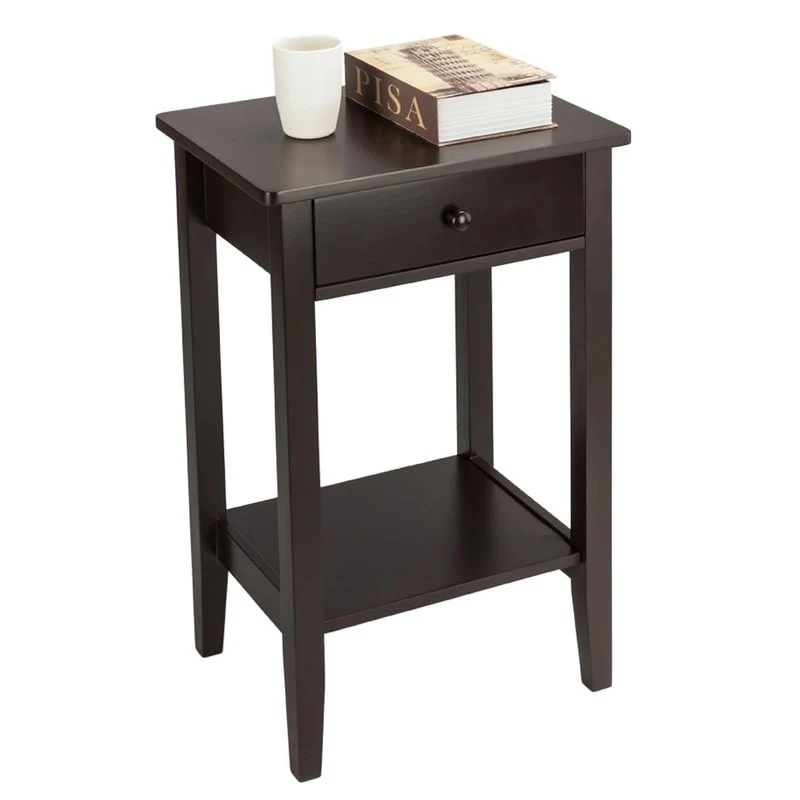 Brown 2-tier 1-drawer End Table