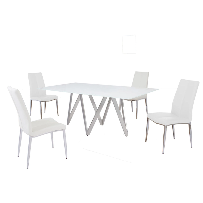 Somette Alyssa Starphire White 5-Piece Dining Set