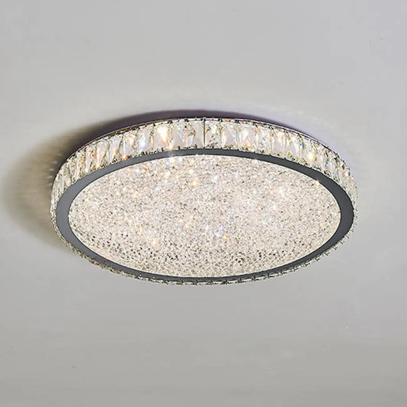 Luxury Circular Crystal Flush Ceiling Light for Living Room