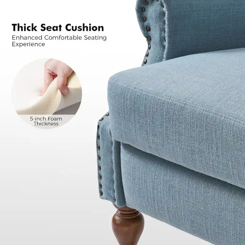 Traditional Roll Arm Manual Recliner with Solid Wood Legs