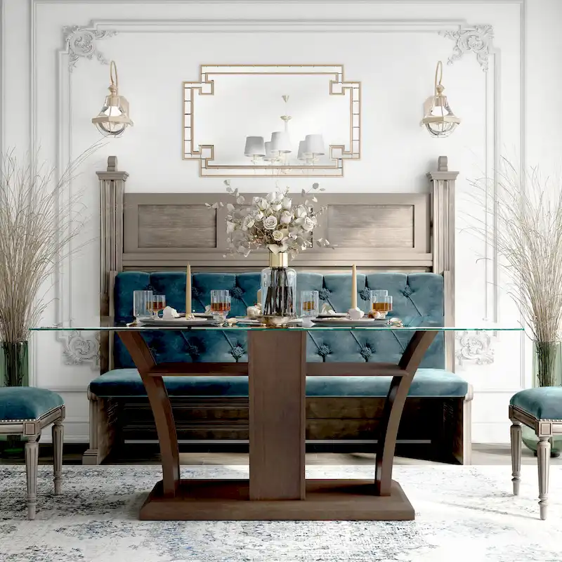 Furniture of America Bind Contemporary Cherry 72-inch Glass Top Dining Table