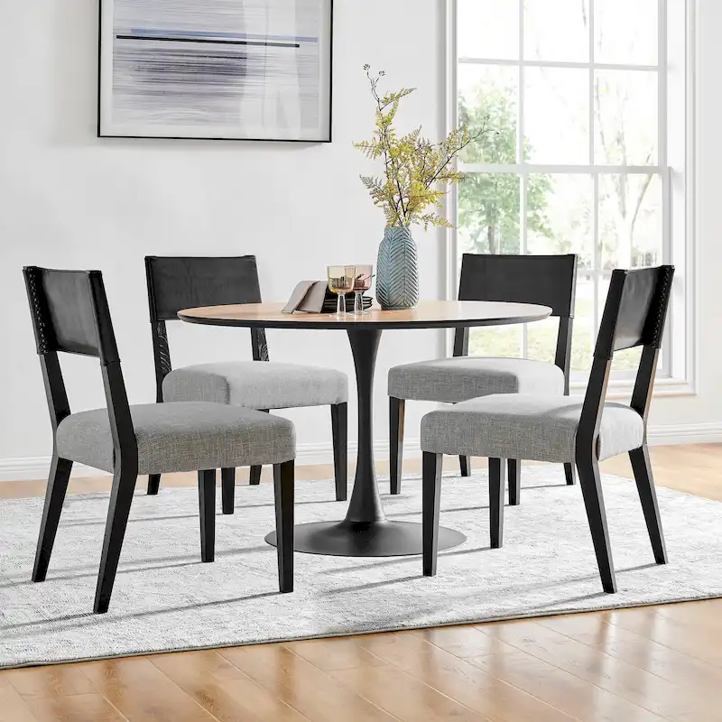 Faux Leather & Linen Dining Side Chair (Set of 2)
