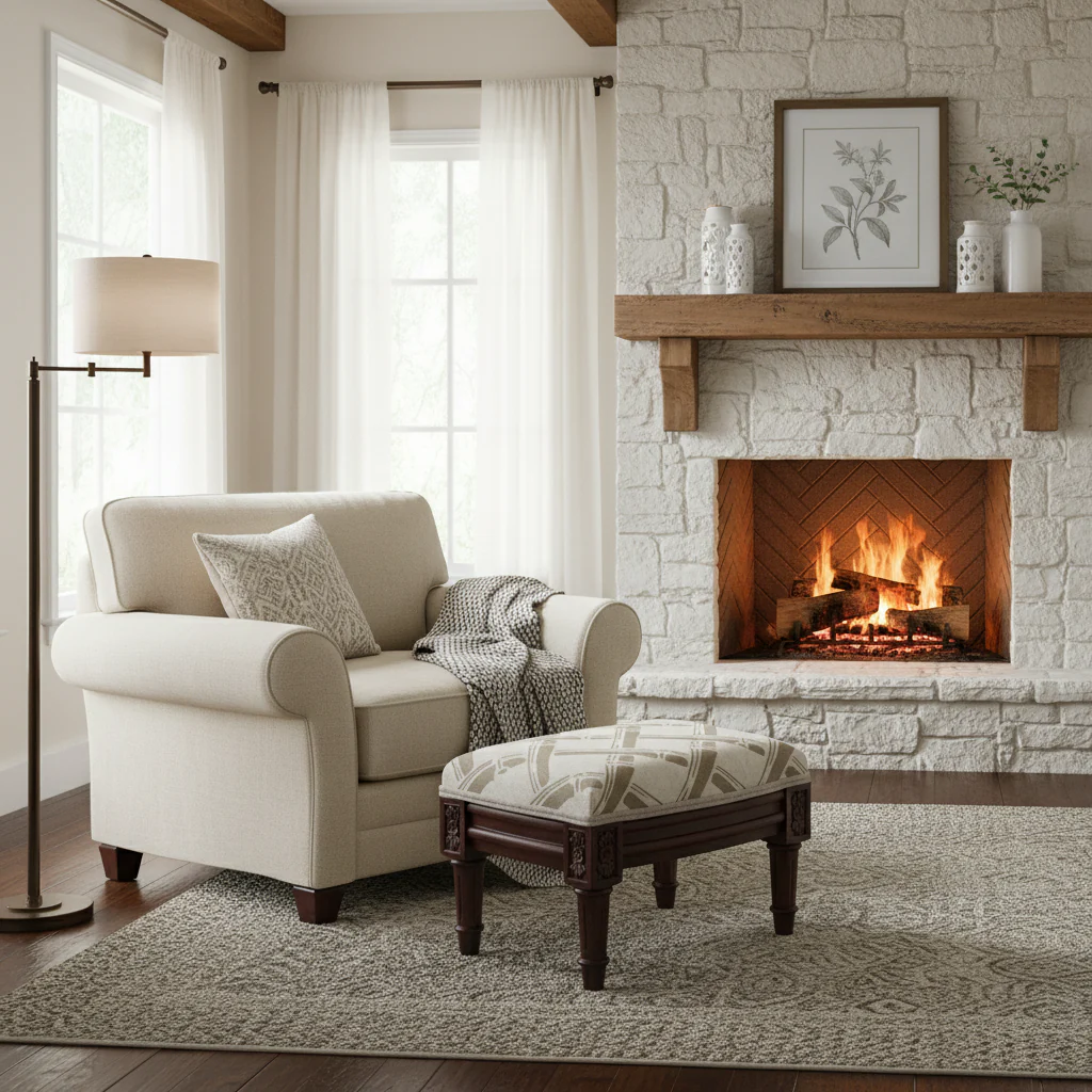 Taupe Bamboo Trellis Footstool