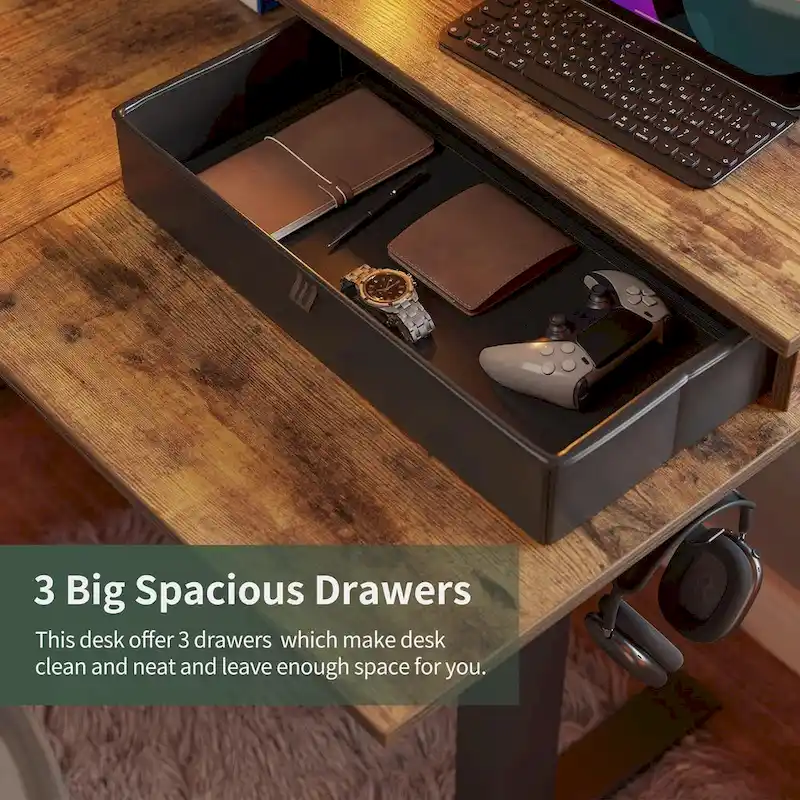 FEZIBO/Home Office Furniture/Brown&Black/Wood/Standing Desk/Desks