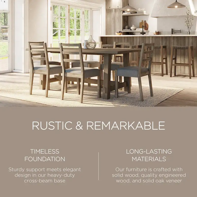 Rectangular Wooden Dining Table (Weathered Black Finish)