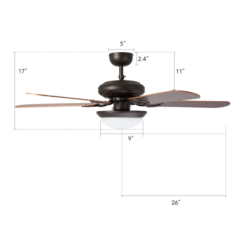CO-Z 52  5-Blade Reversible Ceiling Fan with LED Light and Remote