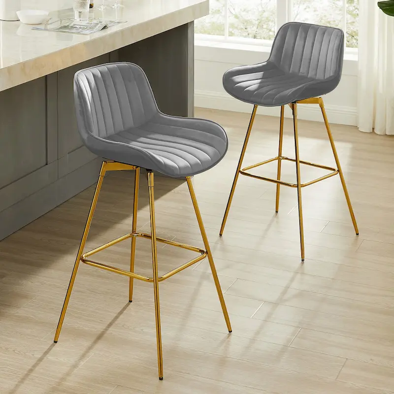 Art Leon Swivel Velvet Bar Stools (Set of 2)