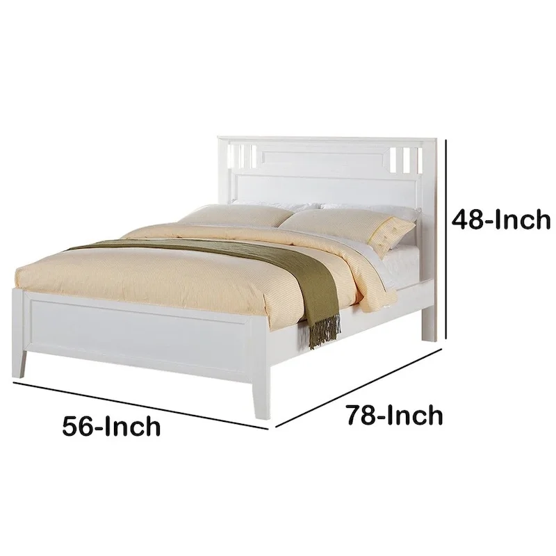 Full Bed Frame with Wooden Finish - White