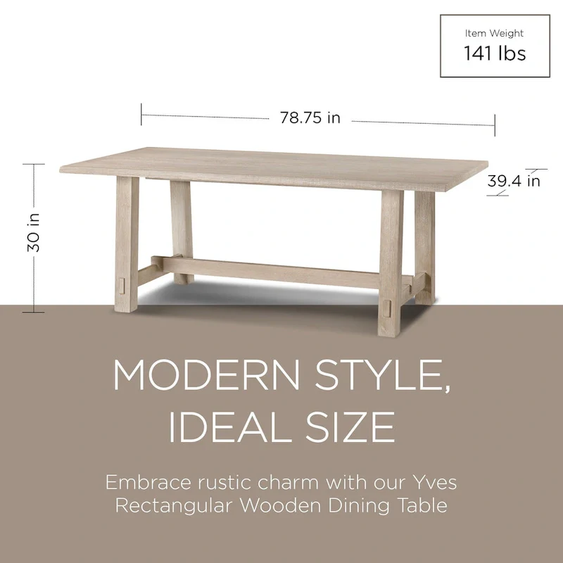Rectangular Wooden Dining Table (Weathered Black Finish)